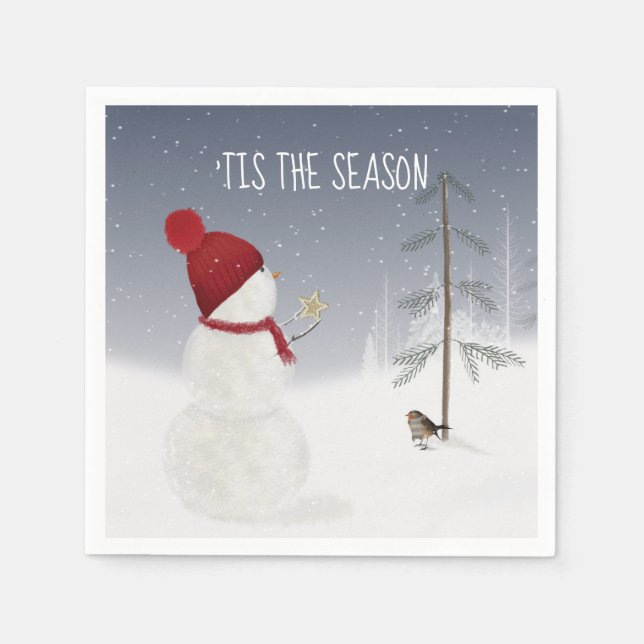 Snowman With Christmas Star Napkins (Front)