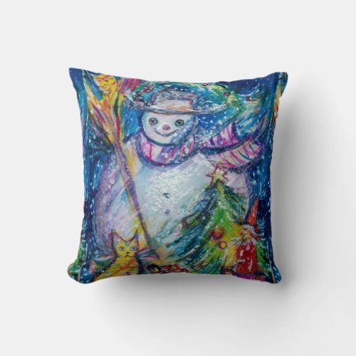 SNOWMAN WITH CHRISTMAS TREE AND TOYS THROW PILLOW