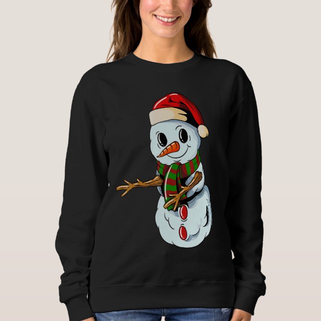Snowman with Christmashat Floss Dance on Christmas Sweatshirt (Front)