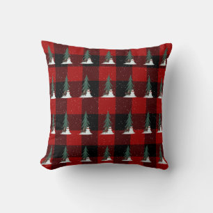 Snowman with Deer in Snowflakes Throw Pillow