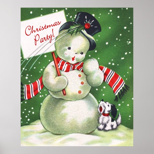 Snowman with Dog Poster (Front)