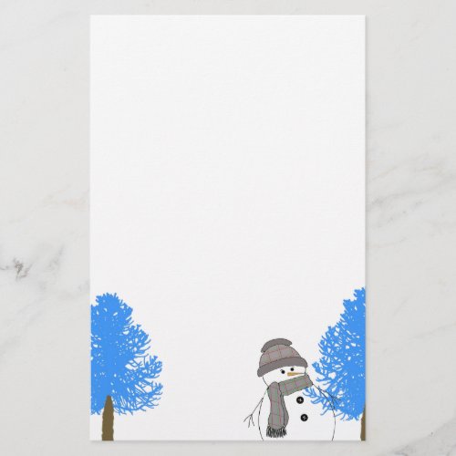 Snowman with Frosty Trees Stationery