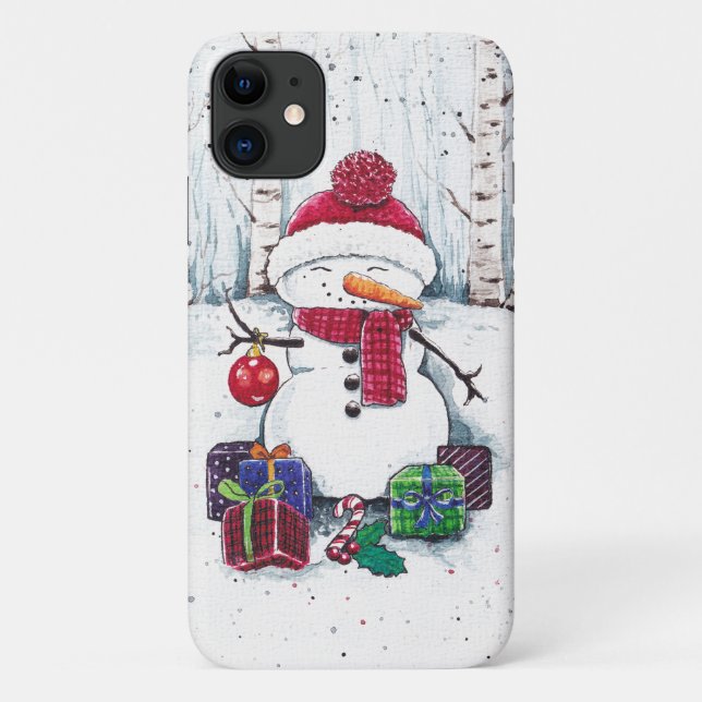 Snowman With Gifts In Watercolor  Case-Mate iPhone Case (Back)