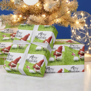 Snowman with golf ball for golfer Christmas gift Wrapping Paper