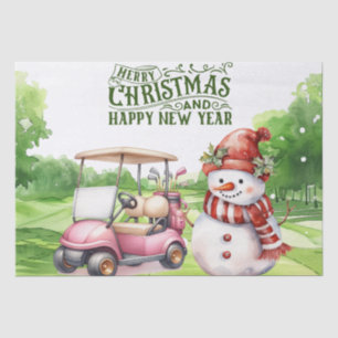 Snowman with golf-themed Christmas gift Tissue Paper