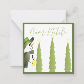 Snowman With Green And Stars Note Card