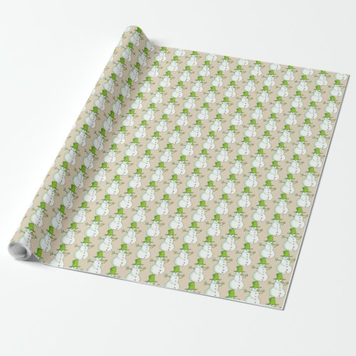 Snowman with green hat Wrapping Paper