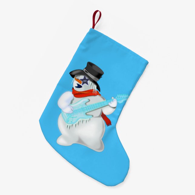 Snowman with Guitar Funny Christmas Stocking (Front (Hanging))