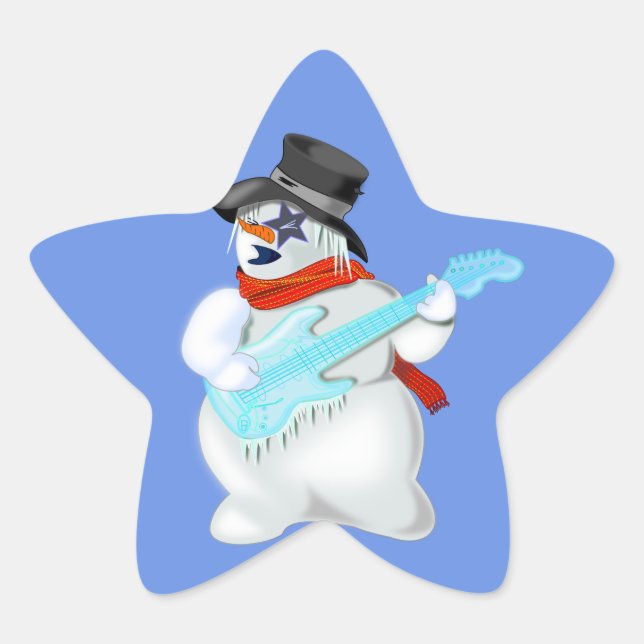 Snowman with Guitar Sticker - Customizable (Front)