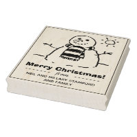 Snowman with Happy Christmas Message! Rubber Stamp
