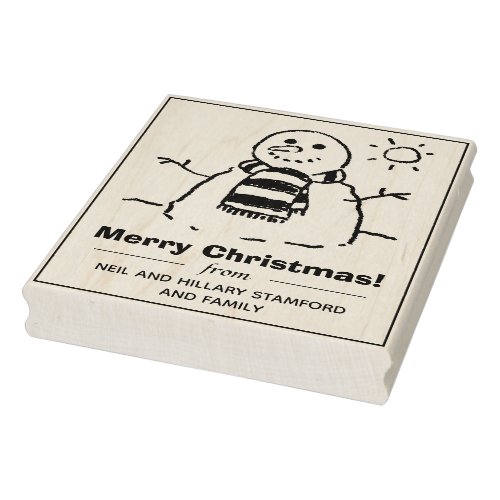 Snowman with Happy Christmas Message Rubber Stamp