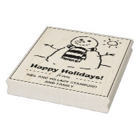 Snowman with Happy Holidays Message! Rubber Stamp