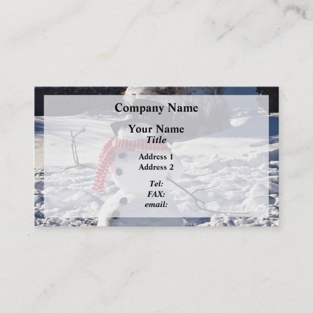 Snowman With Hat and Scarf Business Card (Front)