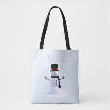 Snowman with hat and scarf. I Love Snow