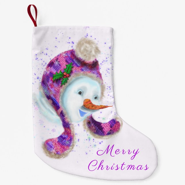 Snowman with Hat Christmas Stocking (Front)