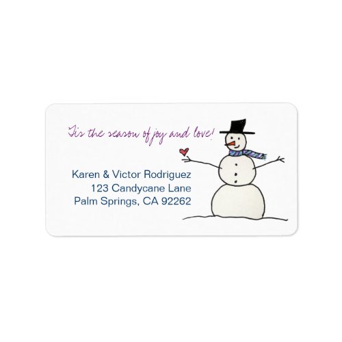 Snowman with Heart address labels