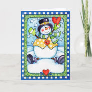 Snowman With Heart - Greeting Card at Zazzle