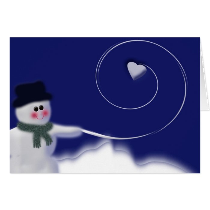 Snowman with heart snowball cards