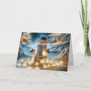 Snowman With Holiday Lights Card