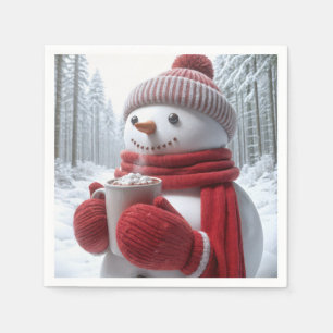 Snowman With Hot Chocolate Napkins