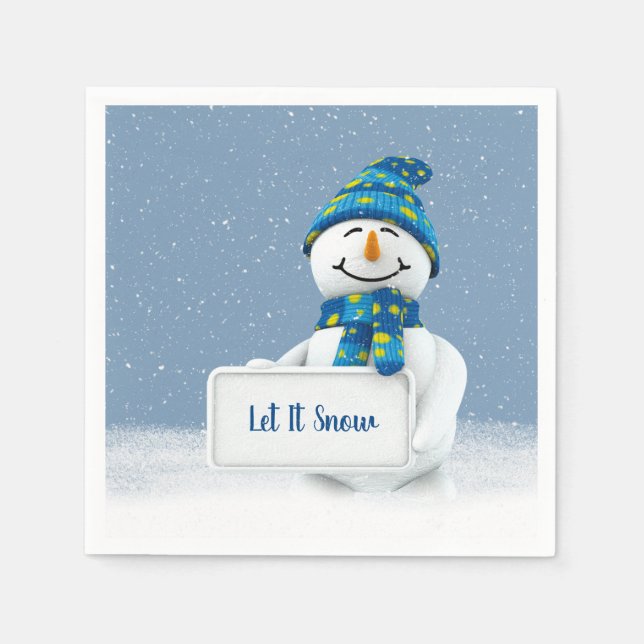 Snowman with Let It Snow Sign Napkins (Front)