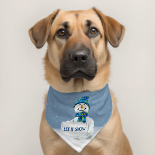 Snowman with LET IT SNOW Sign Pet Bandana Collar