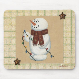 Snowman With Lights Mousepad