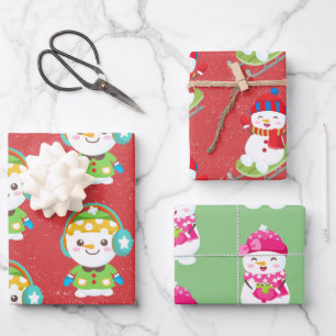Snowman with Matching Back  Wrapping Paper Sheets