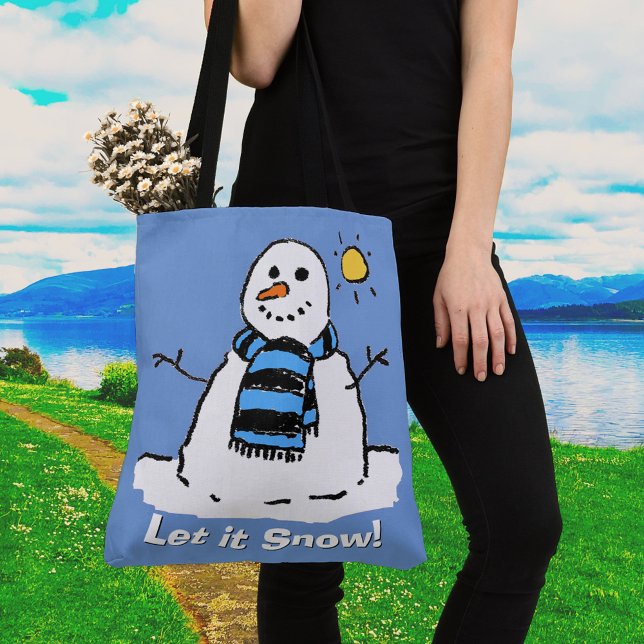 Snowman with Message - Let it Snow! Tote Bag (Creator Uploaded)