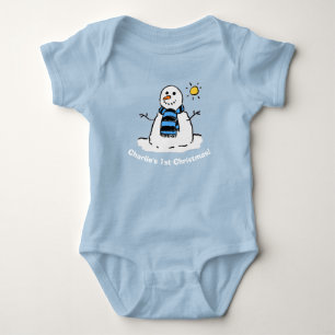 Snowman with Named 1st Christmas! Baby Bodysuit