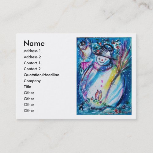 SNOWMAN  WITH OWL BUSINESS CARD