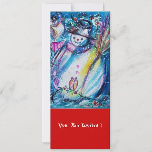 SNOWMAN WITH OWL  Christmas Party Invitation