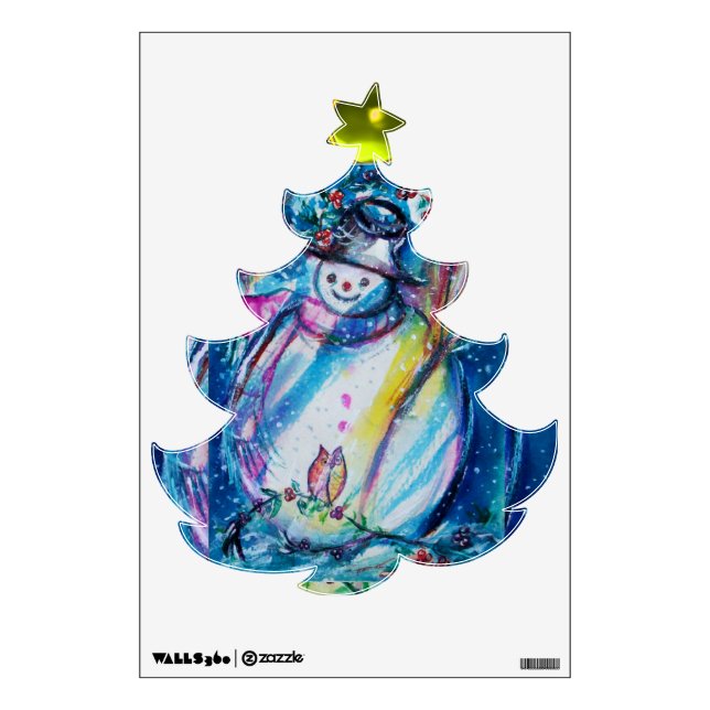 SNOWMAN WITH OWL / CHRISTMAS TREE WALL DECAL (Front)