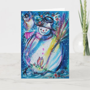 SNOWMAN WITH OWL HOLIDAY CARD