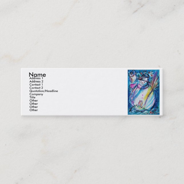 SNOWMAN  WITH OWL MINI BUSINESS CARD (Front)