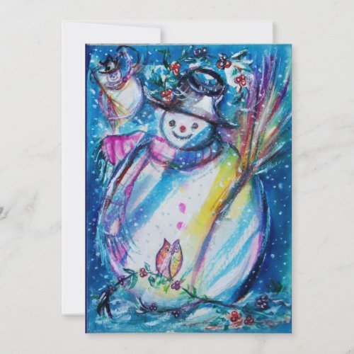 SNOWMAN WITH OWL  New Years Eve Party Invitation