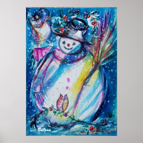 SNOWMAN WITH OWL POSTER