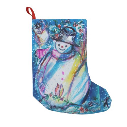 SNOWMAN WITH OWL SMALL CHRISTMAS STOCKING