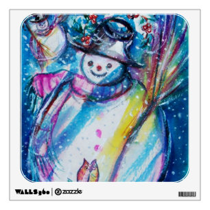 SNOWMAN WITH OWL WALL DECAL