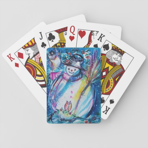 SNOWMAN WITH OWL  Winter Fun Poker Cards
