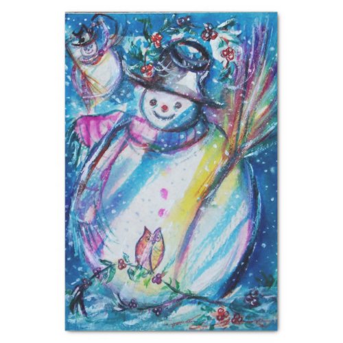 SNOWMAN WITH OWLWinter Season Christmas Tissue Paper