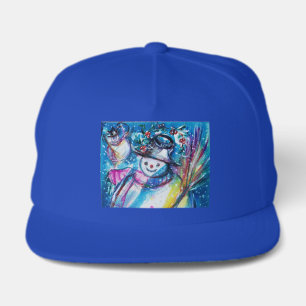 SNOWMAN WITH OWL Winter Season Snap Back Hat