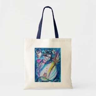 SNOWMAN WITH OWL ,Winter Season Tote Bag