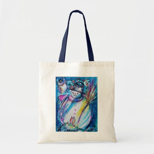 SNOWMAN WITH OWL Winter Season Tote Bag