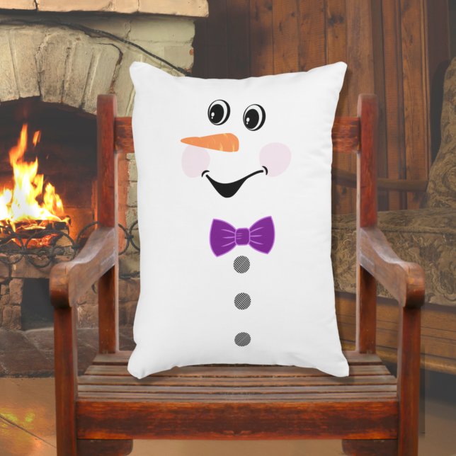  Snowman with Purple Bowtie Black buffalo  Accent Pillow (Creator Uploaded)