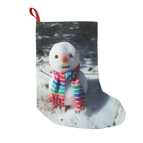 Snowman with Rainbow Scarf Snowman with Rainbow Sc Small Christmas Stocking