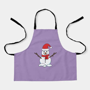 Snowman with Red Bonnet and Scarf Apron