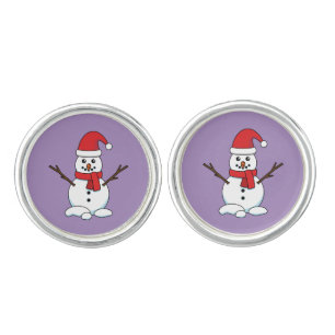 Snowman with Red Bonnet and Scarf Cufflinks