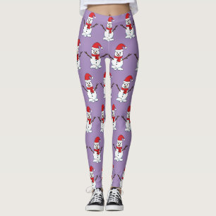 Snowman with Red Bonnet and Scarf Leggings
