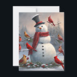 Snowman with Red Cardinals Snowy  Holiday Card<br><div class="desc">Snowman with Red Cardinals Snowy Holiday Card   -  PERSONALIZE</div>